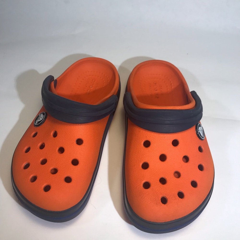 Crocs Kids Sz 10 Unisex Orange Blue (D)